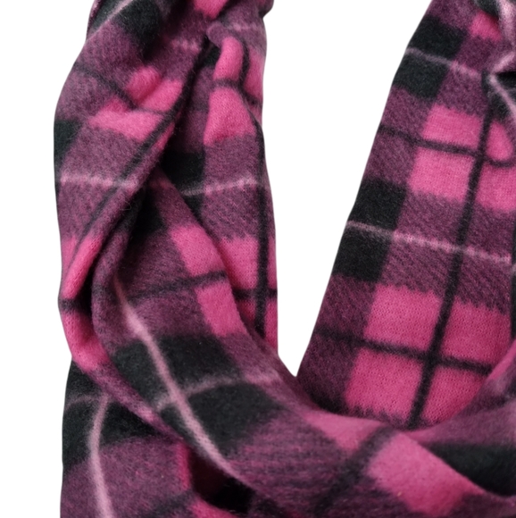 Checkered Plaid Pink Infinity Scarf and Gloves New - Picture 5 of 5